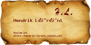 Hendrik Lóránt névjegykártya
